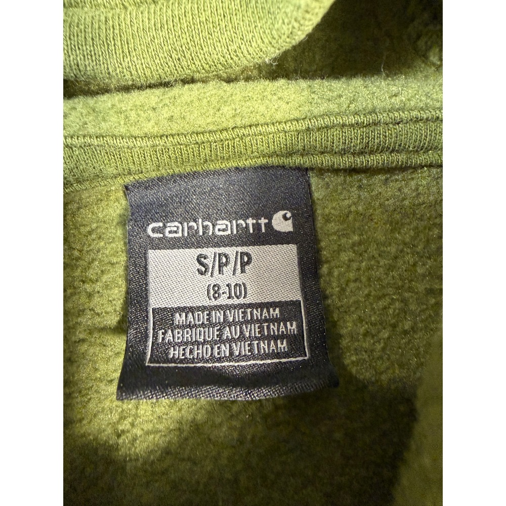 Carhartt Kids Olive Green Logo Graphic Hoodie Sweatshirt Size S 8-10 - Picture 4 of 9